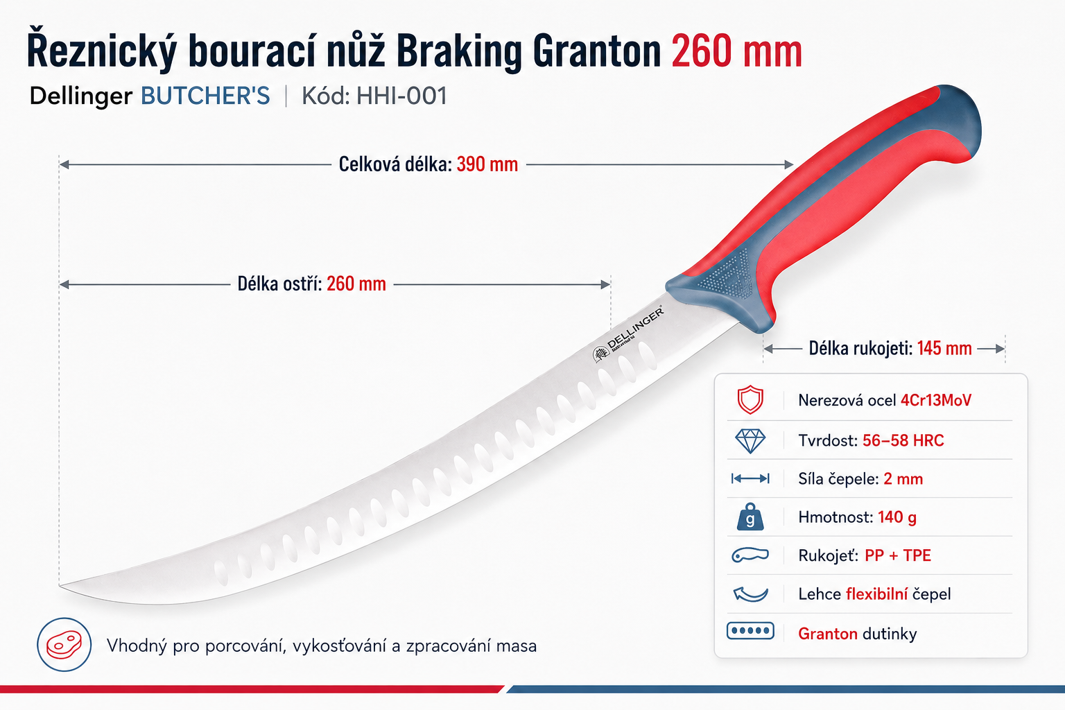HHI-001 nůž bourací (Braking Granton) 4Cr13MoV - 260 mm-2